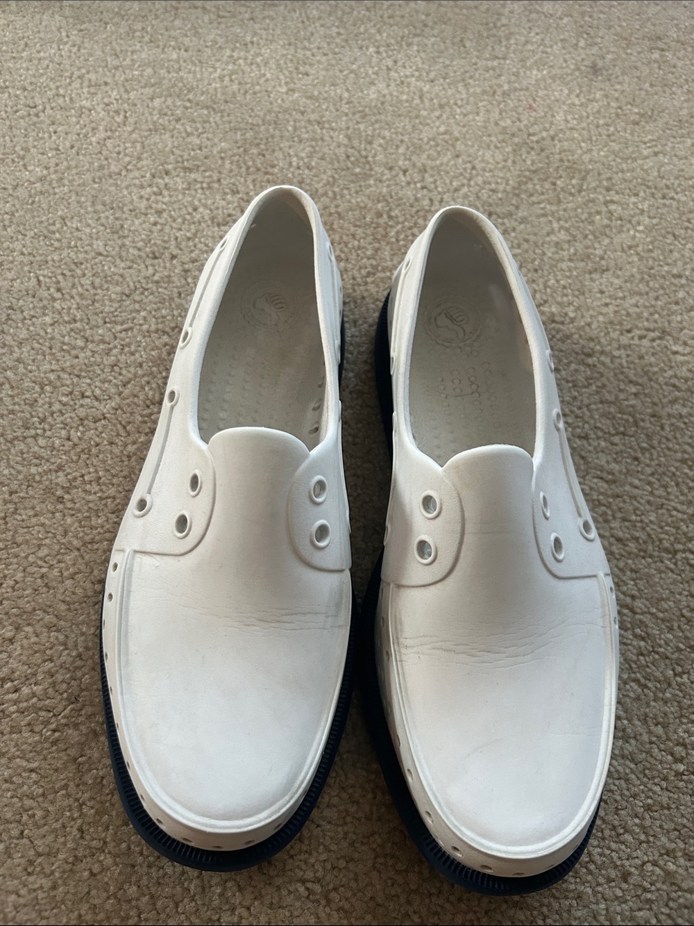 Native White Slip-On Loafer style Water shoe with Blue Sole
